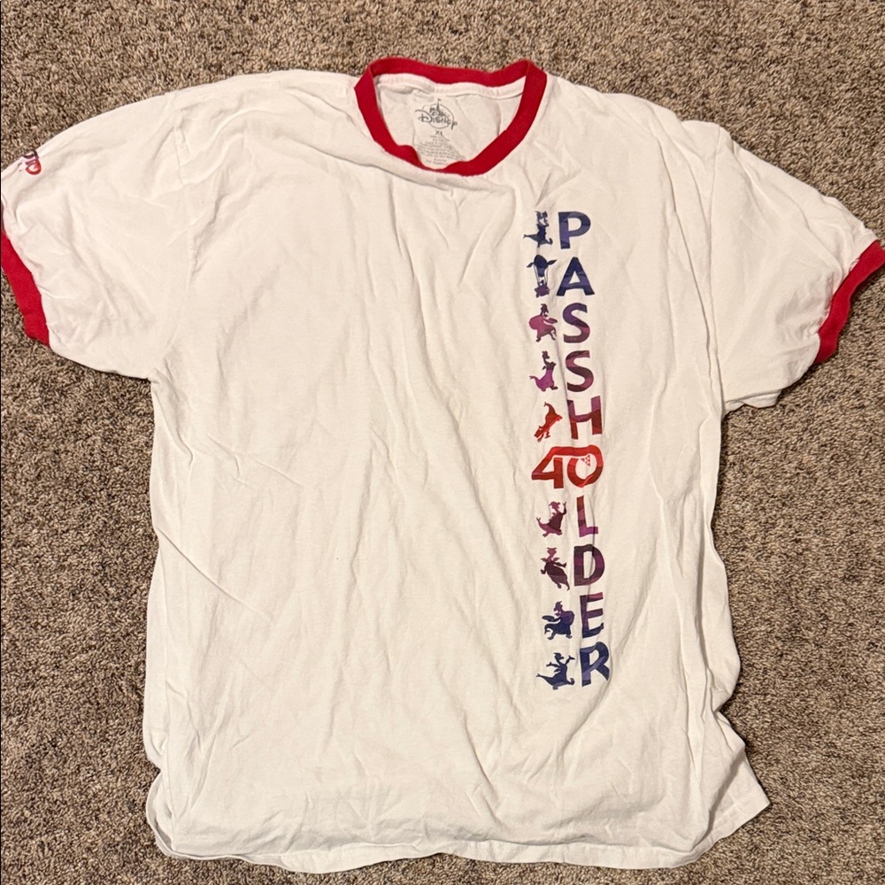 EPCOT 40th Anniversary Dated Figment Passholder Red and White Graphic Tee